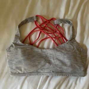 lululemon athletica Strappy Gray and Pink Sports Bra